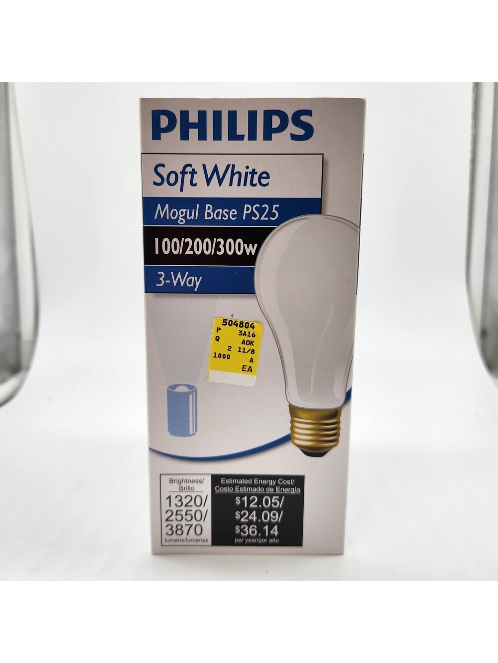 Vintage Philips PS25 3-Way Light Bulb 100/200/300W Mogul Base NIB Soft White